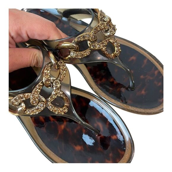 Stuart Weitzman Gold Gem Chain Jelly Sandals - Picture 7 of 9